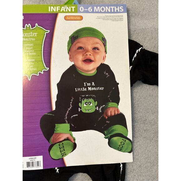 Infant Halloween Costume 0 - 6 Months Little‎ Monster - 4 Piece Set - Picture 1 of 3